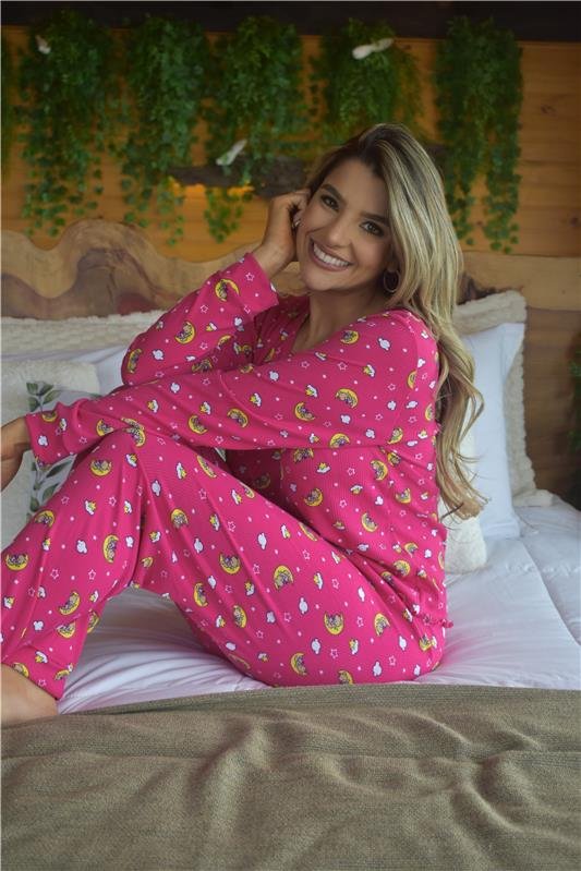PIJAMA MALHA CANELADA PINK *PREMUIM*