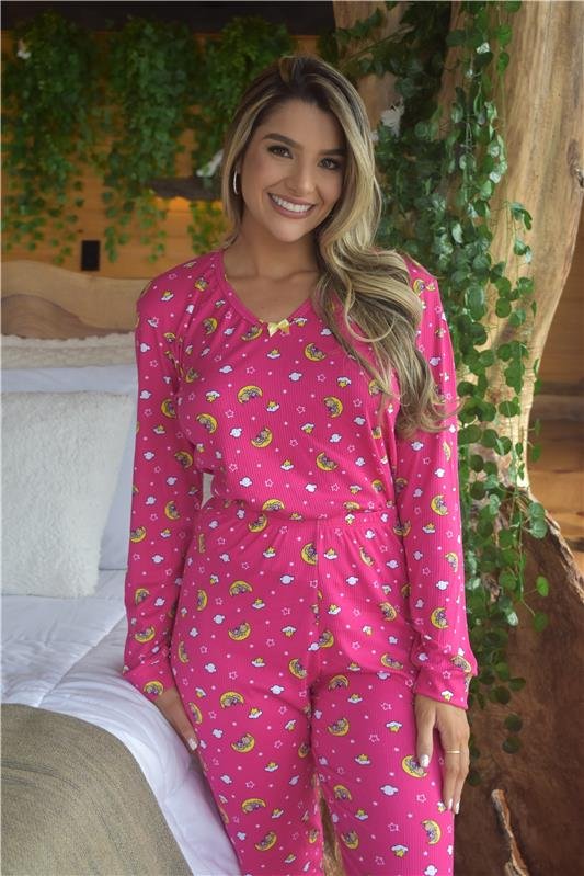 PIJAMA MALHA CANELADA PINK *PREMUIM*