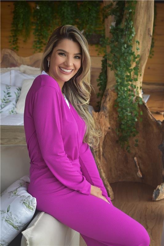 PIJAMA MALHA CANELADA ROXO *PREMUIM*